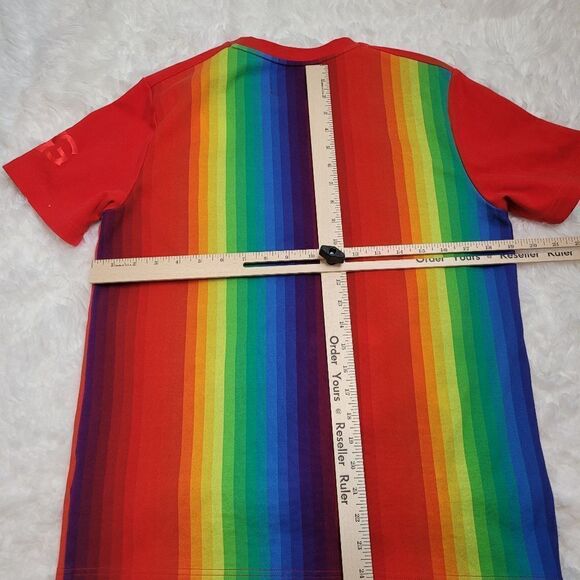 UGG Love Rainbow Striped T-Shirt SZ S Pride Multicolor Short Sleeve Cotton - Picture 6 of 10